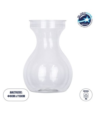 GloboStar® GRACE 35606 Διακοσμητικό Βάζο Πλαστικό Διάφανο Φ9 x Υ13cm